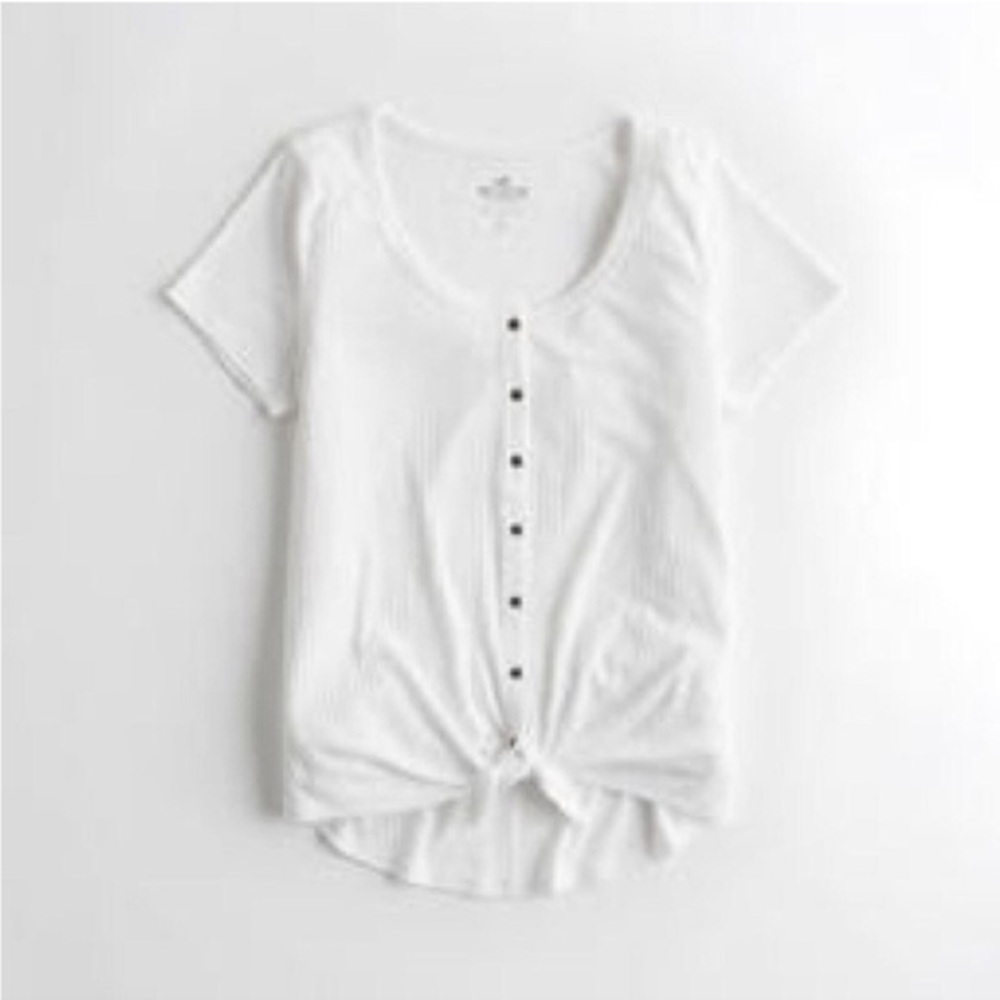 New Hollister The Easy T-Shirt White Ribbed Oversized Size Extra Small